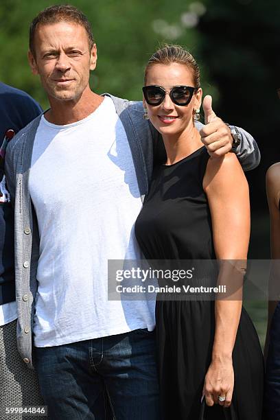 Rocco Siffredi and Rosa Caracciolo are seen during the 73rd Venice Film Festival on September 7, 2016 in Venice, Italy.