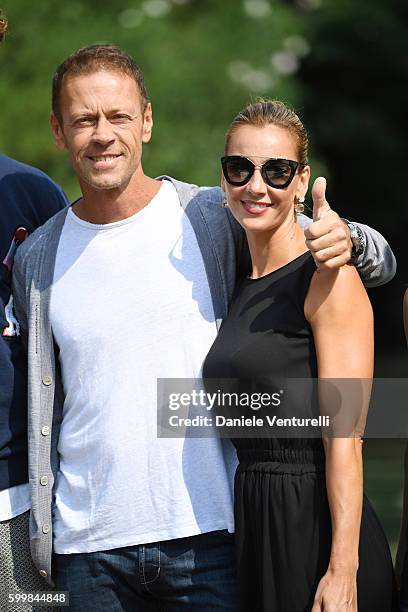 Rocco Siffredi and Rosa Caracciolo are seen during the 73rd Venice Film Festival on September 7, 2016 in Venice, Italy.