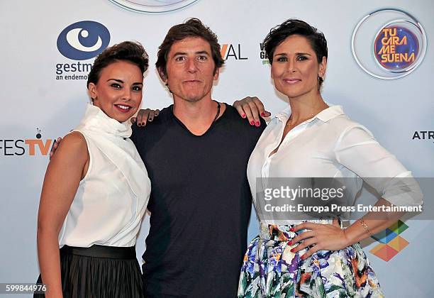 Chenoa, Manel Fuentes and Rosa Lopez attend 'Tu Cara Me Suena' photocall during FesTVal 2016 Televison Festival on September 6, 2016 in...