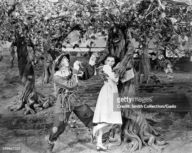 Judy Garland and Ray Bolger in a movie still from the Wizard of Oz, 1939.