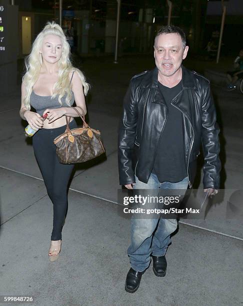 Courtney Stodden and Doug Hutchison are seen on September 6, 2016 departing ArcLight Theatre in Los Angeles, CA.