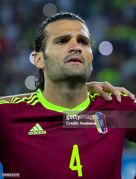 Oswaldo Vizcarrondo of Venezuela looks on prior a match between Venezuela and Argentina as part of FIFA 2018 World Cup Qualifiers at Metropolitano...