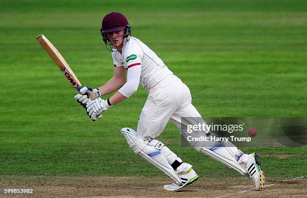 Dom Bess of Somerset bats during Day Two of the Specsavers County Championship Division One match betwen Somerset and Warwickshire at The Cooper...