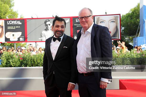 Producer Grant Hill and producer Sophokles Tasioulis attend a premiere for 'Voyage Of Time: Life's Journey' during the 73rd Venice Film Festival at...