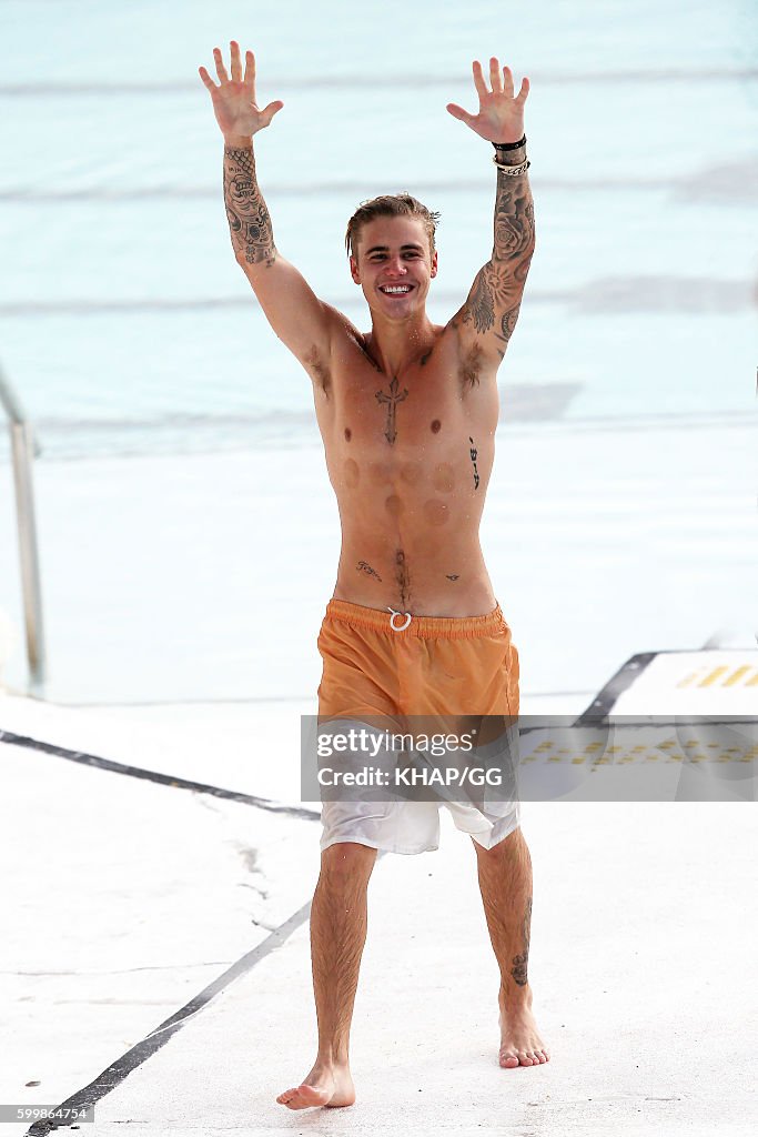 Justin Bieber pictured at Bondi Beach on June 29, 2015 in Sydney ...