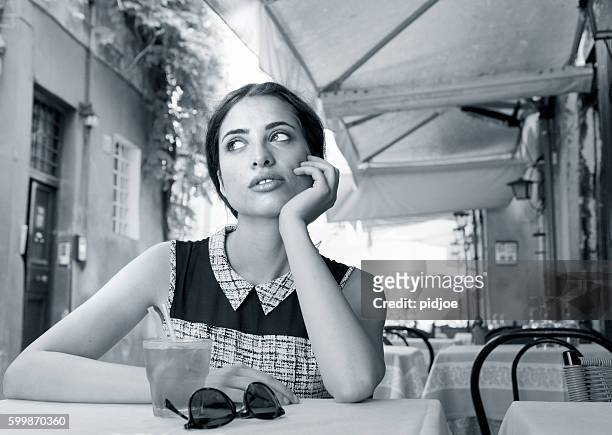 elegant italian girl drinking aperitif - italian culture stock pictures, royalty-free photos & images