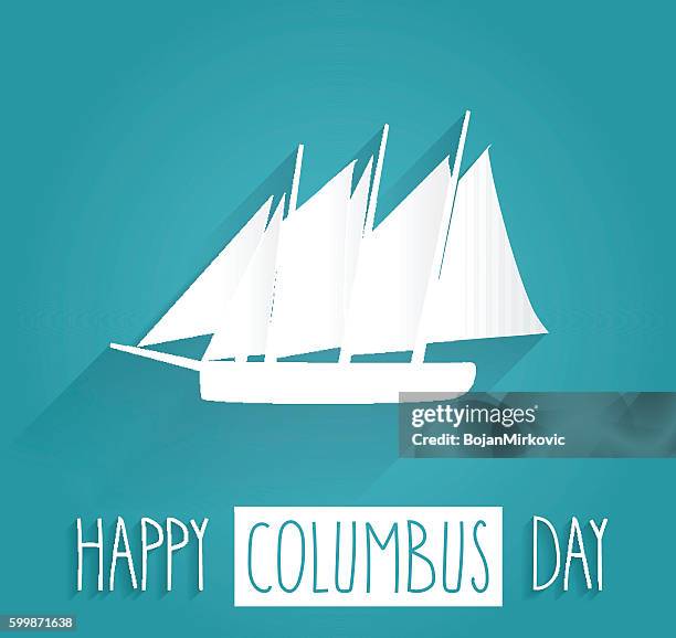 columbus day blue poster - christopher columbus stock illustrations