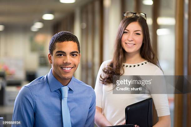 university students on a work placement . - businesswear stock pictures, royalty-free photos & images