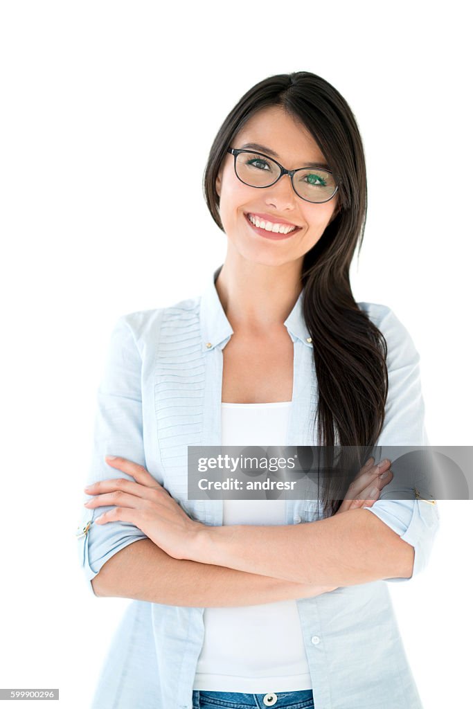 Latin American woman wearing glasses