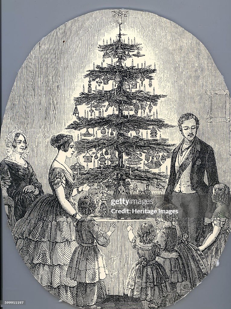 Christmas with Queen Victoria, Prince Albert, their children and Queen Victoria's mother, in 1848 (f