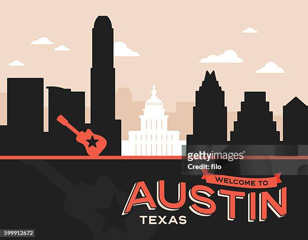 austin texas - downtown district 幅插畫檔、美工圖案、卡通及圖標