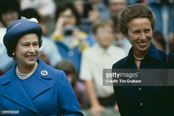 Queen Elizabeth II and Princess Anne at Balmoral, Scotland, 14th August 1983.
