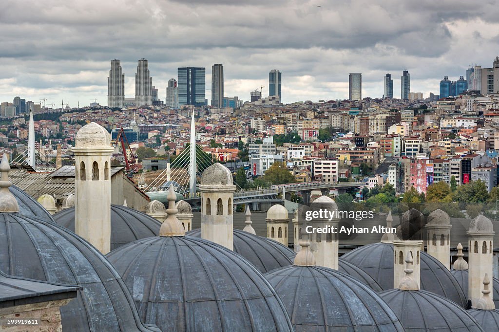 View of city skyline from Suleymaniye Mosque