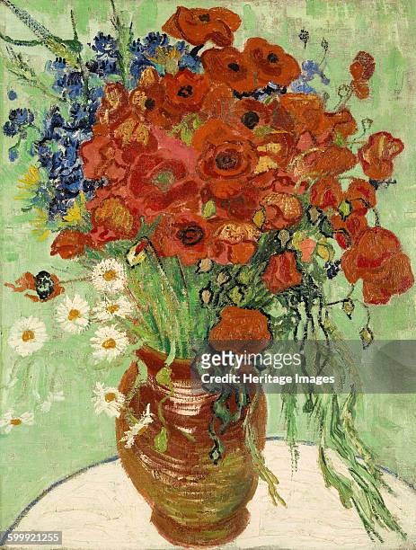 Still Life, Vase with Daisies and Poppies, 1890. Private Collection. Artist : Gogh, Vincent, van .