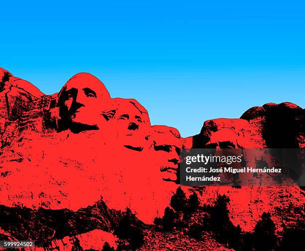 mt. rushmore national memorial illustration - theodore roosevelt us president stock-grafiken, -clipart, -cartoons und -symbole