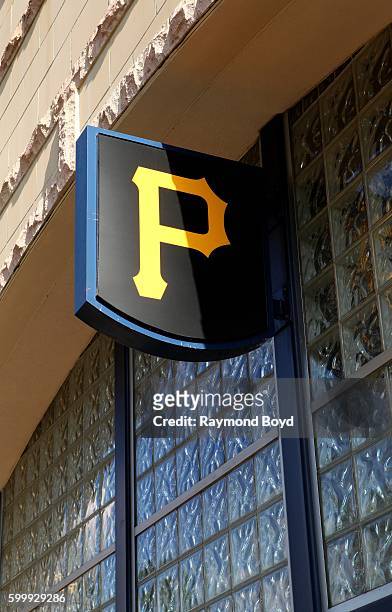 Pittsburgh Pirates logo outside PNC Park, home of the Pittsburgh Pirates baseball team in Pittsburgh, Pennsylvania on August 25, 2016.