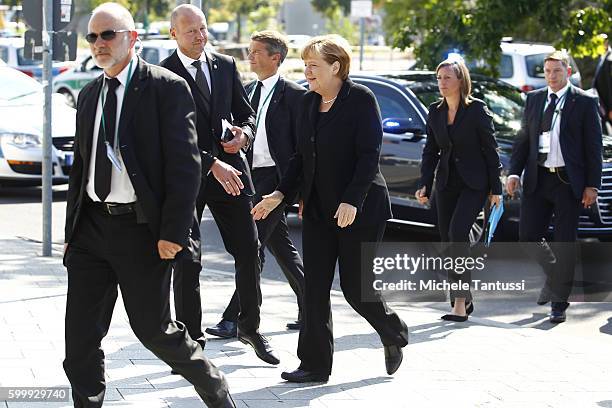 German Chancellor Angela Merkel arrives for the Memorial Ceremony in honor of former state president Walter Scheel on September 7, 2016 in Berlin,...