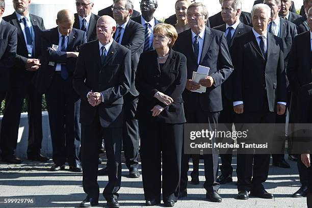 German Chancellor Angela Merkel and Germany President of the Parliament Norbert Lammert attend the Memorial Ceremony in honor of former state...