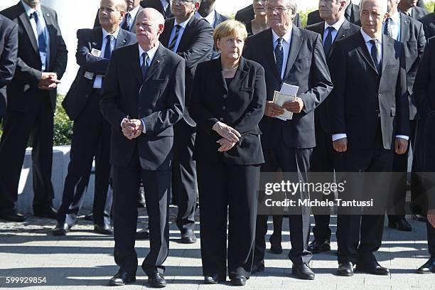 German Chancellor Angela Merkel arrives for the Memorial Ceremony in honor of former state president Walter Scheel on September 7, 2016 in Berlin,...