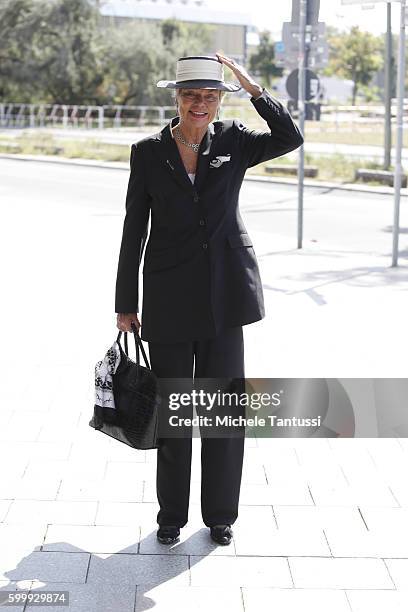 Barbara Scheel arrives for the Memorial Ceremony in honor of former state president Walter Scheel on September 7, 2016 in Berlin, Germany. Scheel, a...