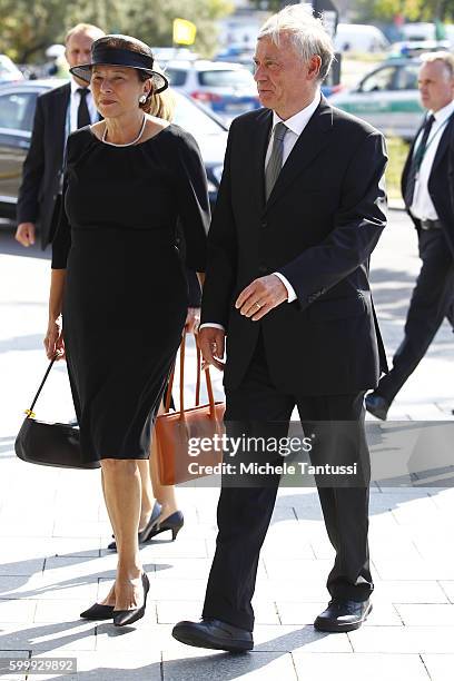 Former Germany State president Horst Koehler and his wife Eva arrive for the Memorial Ceremony in honor of former state president Walter Scheel on...