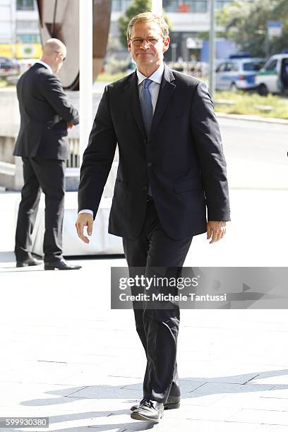 The Mayor of Berlin Michael Mueller arrives for the Memorial Ceremony in honor of former state president Walter Scheel on September 7, 2016 in...