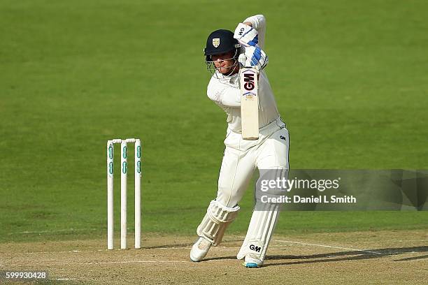 Jack Burnham of Durham bats during Day Two of the Specsavers County Championship Division One match between Yorkshire and Durham at Headingley on...