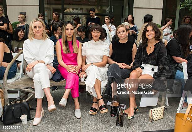 Taylor Schilling, Greta Lee, Rashida Jones, Morgan Saylor and Leandra Medine attend the Rachel Comey fashion show during New York Fashion Week...