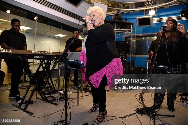 Gospel singer Tamela Mann performs live on Kirk Franklin's Praise channel at SiriusXM Studio on September 7, 2016 in New York City.