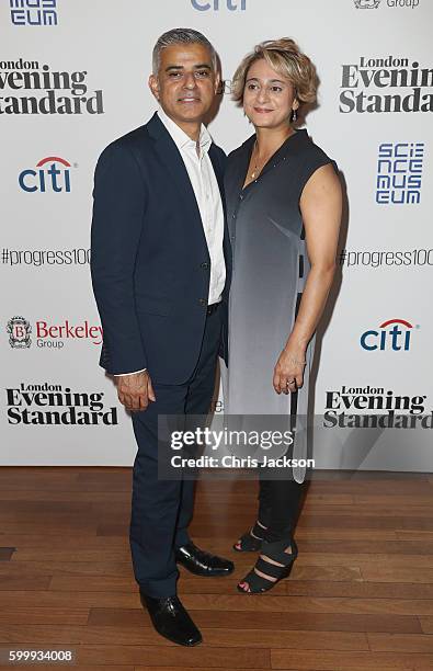 Sadiq Khan and Saadiya Khan attend London Evening Standards Progress 1000 at Science Museum on September 7, 2016 in London, England.