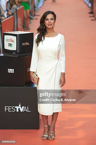 Spanish actress Paula Prendes attends "Victor Ros" premiere at Principal Theater during FesTVal 2016 - Day 3 on September 7, 2016 in Vitoria-Gasteiz,...