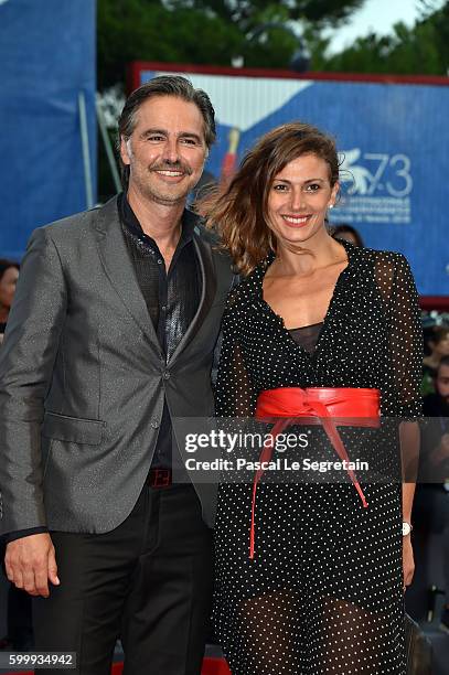 Beppe Convertini and Alessandra Carrillo attend the premiere of 'Jackie' during the 73rd Venice Film Festival at Sala Grande on September 7, 2016 in...