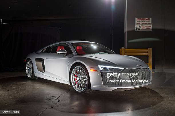 View of the official vehicle of the Emmy Awards, the Audi R8, at the 68th Emmy Awards Governors Ball and 2016 Creative Arts Balls Press Preview at...