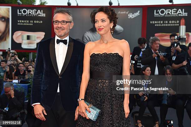 Jaeger-LeCoultre Communications Director Laurent Vinay and Carmen Chaplin attend the premiere of 'Jackie' during the 73rd Venice Film Festival at...