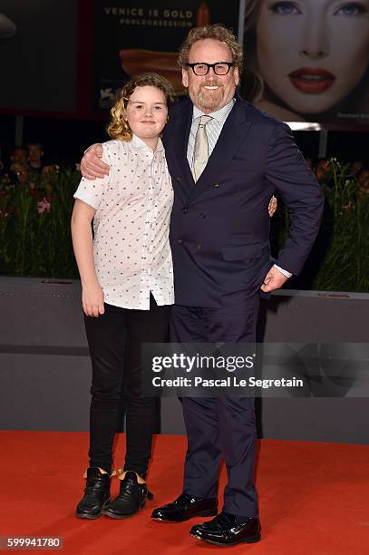 Actor Colm Meaney and Ada Meaney attend the premiere of 'The Journey' during the 73rd Venice Film Festival at Sala Grande on September 7, 2016 in...