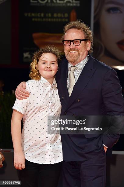 Actor Colm Meaney and Ada Meaney attend the premiere of 'The Journey' during the 73rd Venice Film Festival at Sala Grande on September 7, 2016 in...