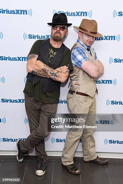 Musicians Dave Stewart of the band Eurythmics and Thomas Lindsey visit SiriusXM Studio on September 7, 2016 in New York City.