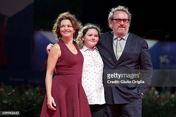 Ines Glorian, Ada Meaney and Colm Meaney attend the premiere of 'The Journey' during the 73rd Venice Film Festival at Sala Grande on September 7,...