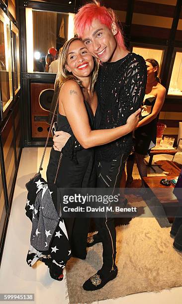 Melanie Blatt and Kyle De'volle attend the Ara Vartanian store opening party on Bruton Place on September 7, 2016 in London, England.