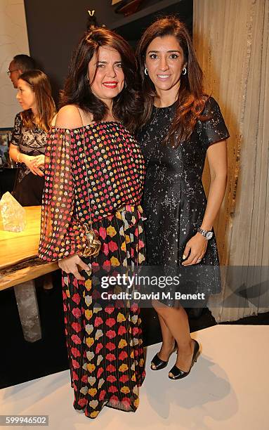 Daniella Helayel and Fabiana Flosi attend the Ara Vartanian store opening party on Bruton Place on September 7, 2016 in London, England.