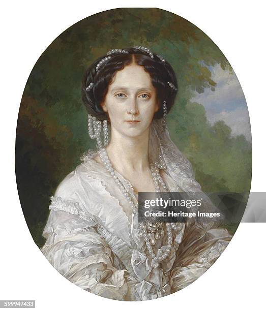 Portrait of Maria Alexandrovna , Empress of Russia, 1857. Private Collection. Artist : Winterhalter, Franz Xavier .