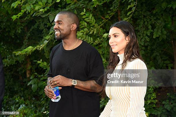 Kanye West and Kim Kardashian attend the Kanye West Yeezy Season 4 fashion show on September 7, 2016 in New York City.