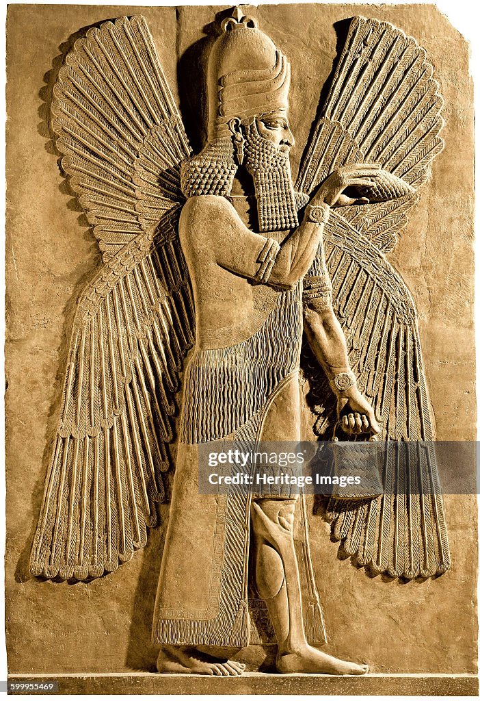 Winged genie Detail of a relief from the palace of Assyrian king Sargon II, 722-705 BC