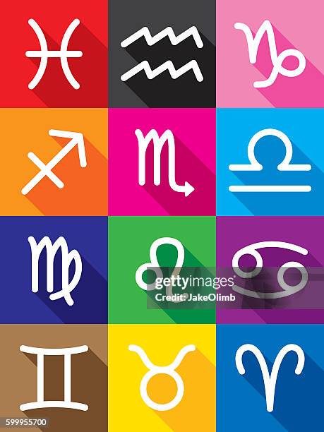 horoskop icon set - steinbock erdzeichen stock-grafiken, -clipart, -cartoons und -symbole