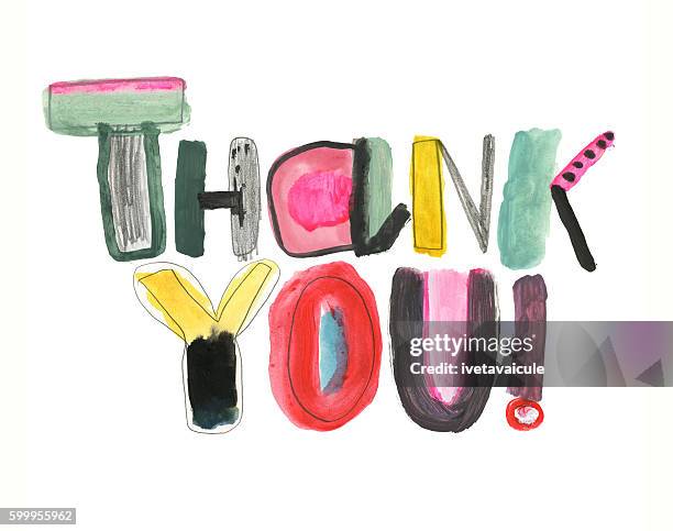 stockillustraties, clipart, cartoons en iconen met hand drawn thank you message - thank you korte frase