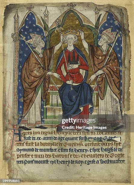 The coronation of King Henry III, 13th century. Found in the collection of British Library. Artist : Anonymous.