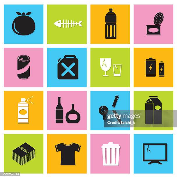 printgarbage_icon - garbage can stock illustrations