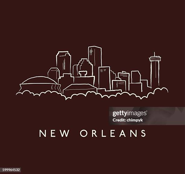 new orleans skyline sketch - new orleans vector stock illustrations