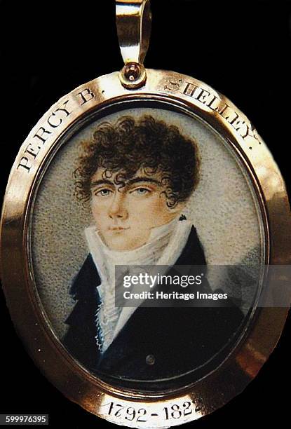 Portrait of the poet Percy Bysshe Shelley , ca 1825. Private Collection. Artist : Anonymous.