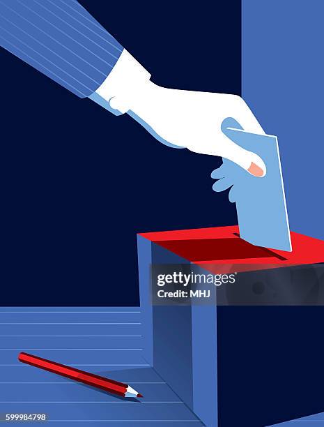 illustrazioni stock, clip art, cartoni animati e icone di tendenza di semplice illustrazione uomo che vota alle urne - ballot box